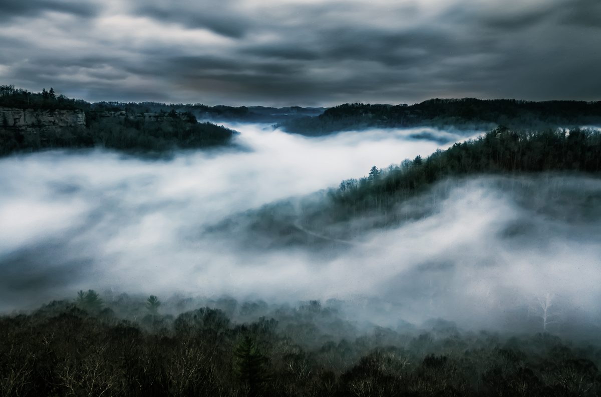 Los Apalaches son ricos tanto en paisajes atmosféricos, como estas montañas de Kentucky, como en figuras folclóricas como Soap Sally.