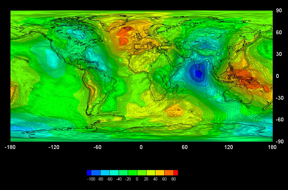 El agujero gravitacional en el Océano Índico es significativamente más profundo y más grande que cualquier otra anomalía gravitacional.