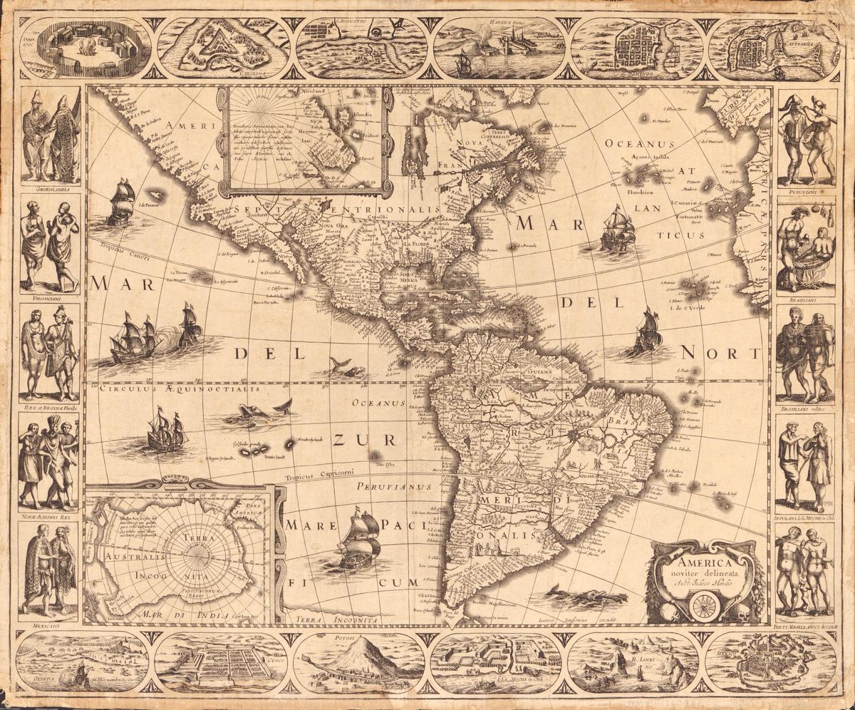 Este mapa de América del Norte de 1622 muestra una pequeña "I. dos Demonios" encima de Terranova.