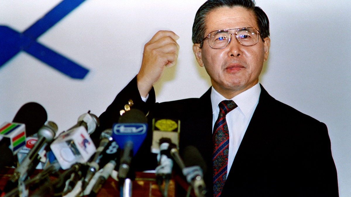 Alberto Fujimori en 1992 cuando anunciaba el cierre del Congreso en el mismo ao que la Masacre de Pativilca Foto Archivo AFP