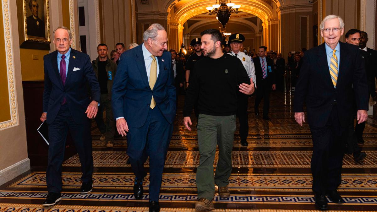 Es la tercera visita del mandatario ucraniano en un ao al Congreso estadounidense Foto X SenSchumer