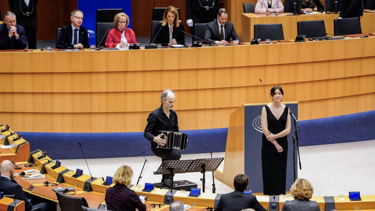 Marcelo Nisinman en la sesin especial del Parlamento Europeo Foto Prensa UE