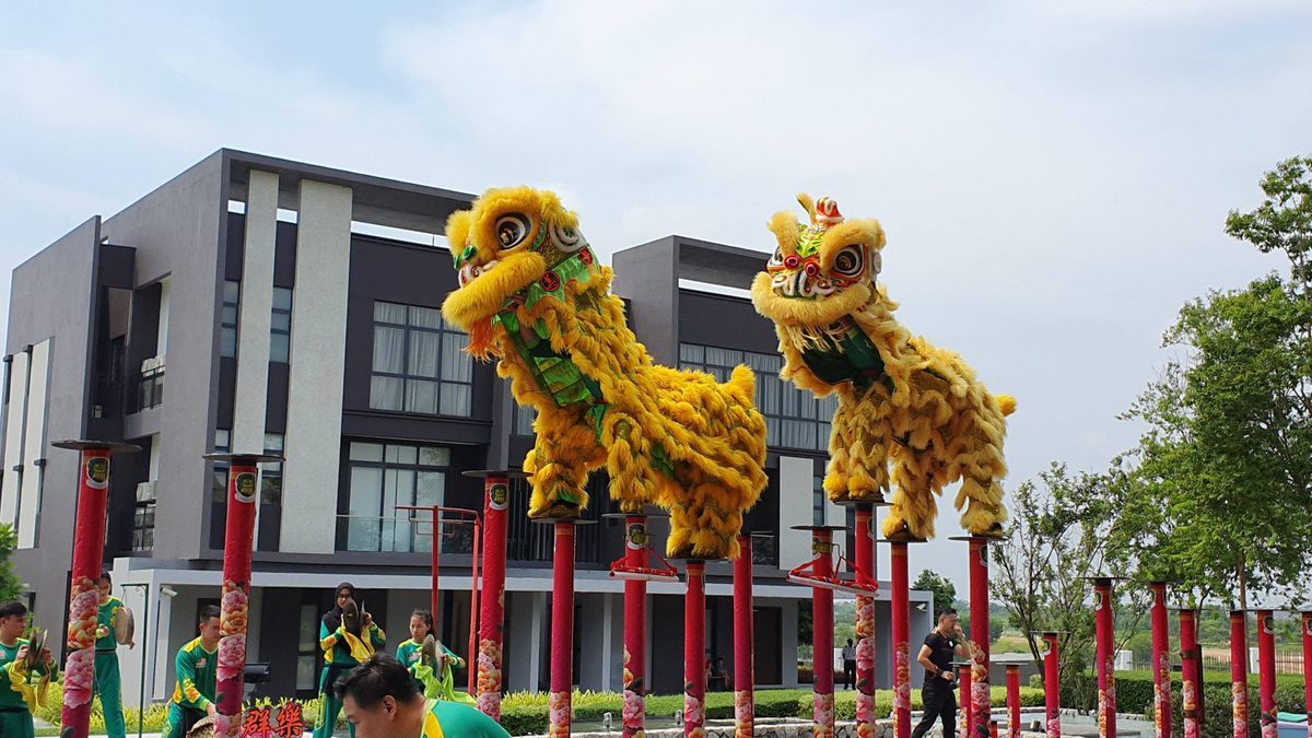 En Malasia, las danzas del león son actuaciones tanto emotivas como acrobáticas. 