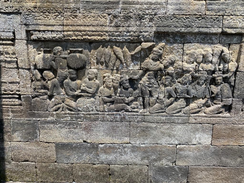 Una escena de mercado del siglo IX procedente de los relieves de Borobudur.