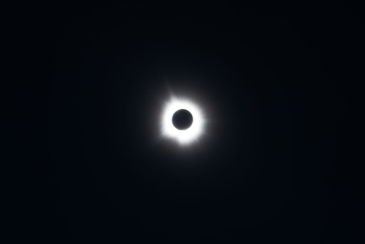 Durante la totalidad, los asistentes al festival pudieron ver la corona del sol, que es visible sólo cuando la luna oculta el sol durante un eclipse solar total.