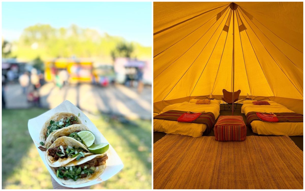 El festival ofreció deliciosos tacos y otras comidas en camiones de comida, además de un acogedor glamping.