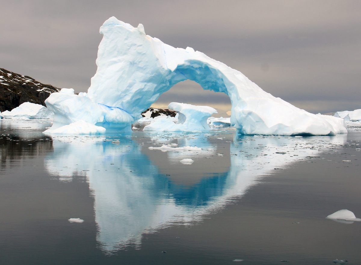 En el corto período de su existencia, los icebergs producen algunas de las esculturas transitorias más bellas del mundo natural.  Mientras navegábamos en una Zodiac por Cierva Cove, vimos que un iceberg se había volcado y se había fracturado produciendo este impresionante arco de hielo. 