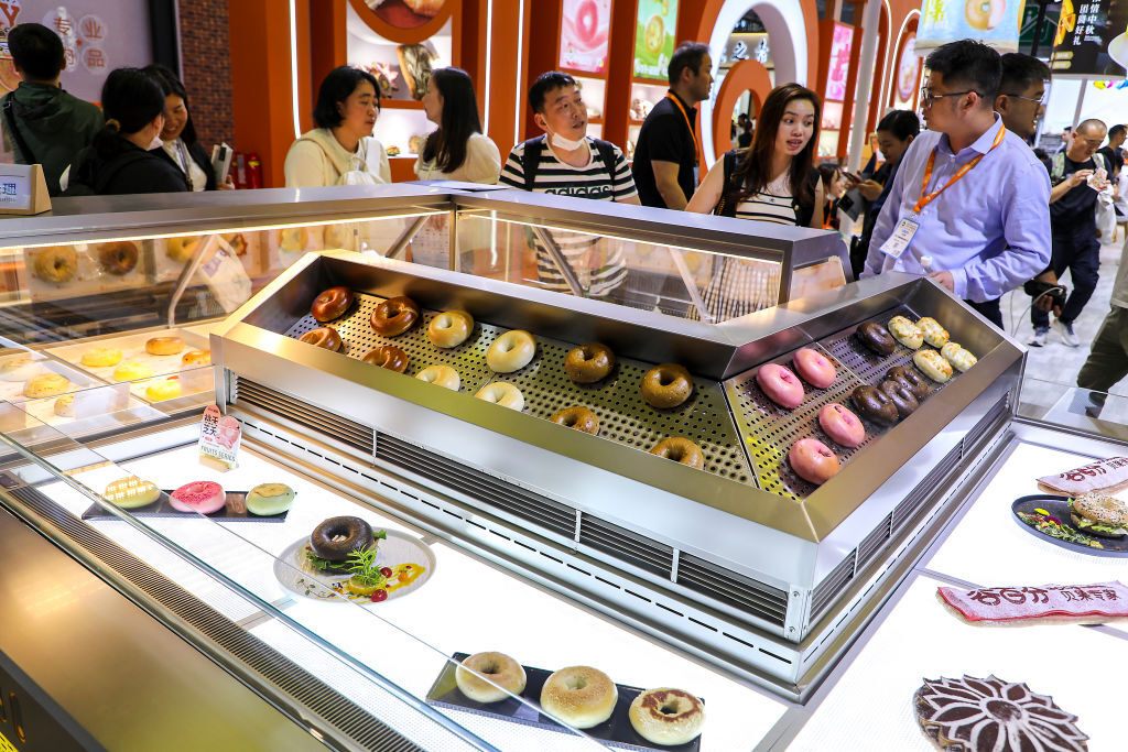 Bagels en exhibición en Shanghai durante la exposición Bakery China en mayo de 2024.