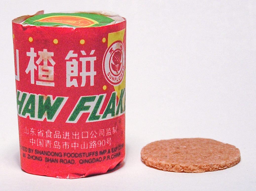 El caramelo Chinese Haw Flakes está hecho de fruta de espino seca y prensada.