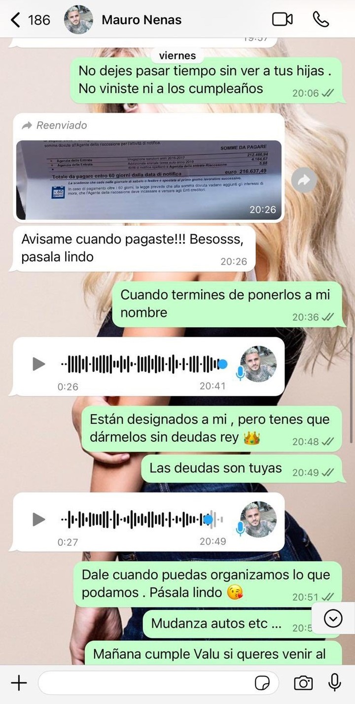 Los nuevos chats entre Wanda Nara y Mauro Icardi