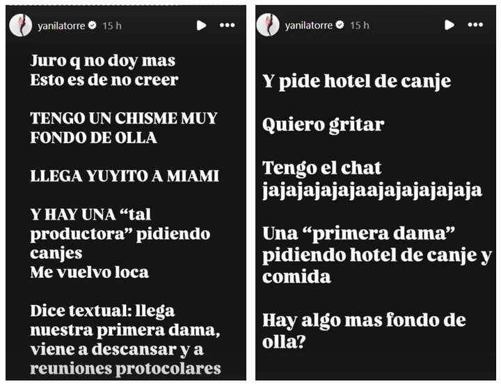 Yanina Latorre aseguró que "Yuyito" habría pedido canjes en miami. Foto: Instagram.