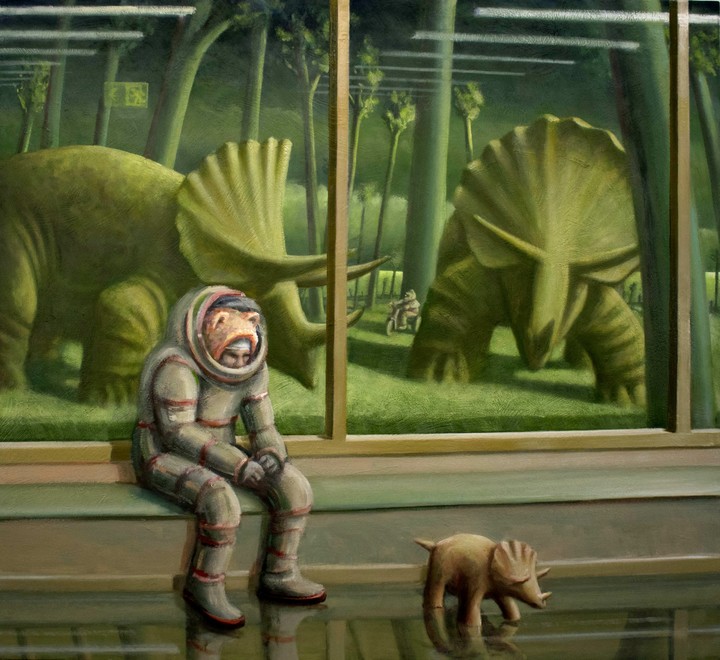 Memoria de astronauta, de Emilio Reato, 1° Premio en Pintura.