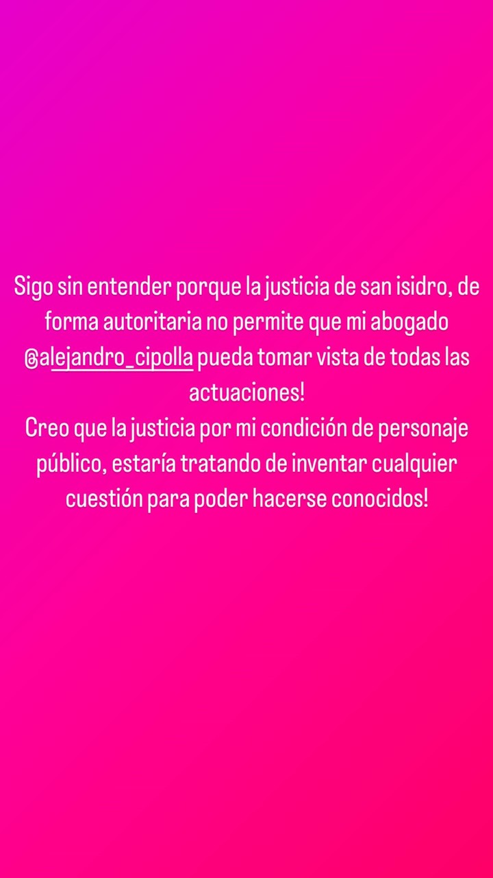 La denuncia de Morena Rial contra la Justiciatras haber sido detenida. Foto: Instagram