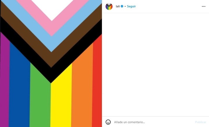 Lali Espósito publicó la bandera LGBTQIA+ tras el discurso de Javier Milei en el Foro de Davos. | Foto: Instagram