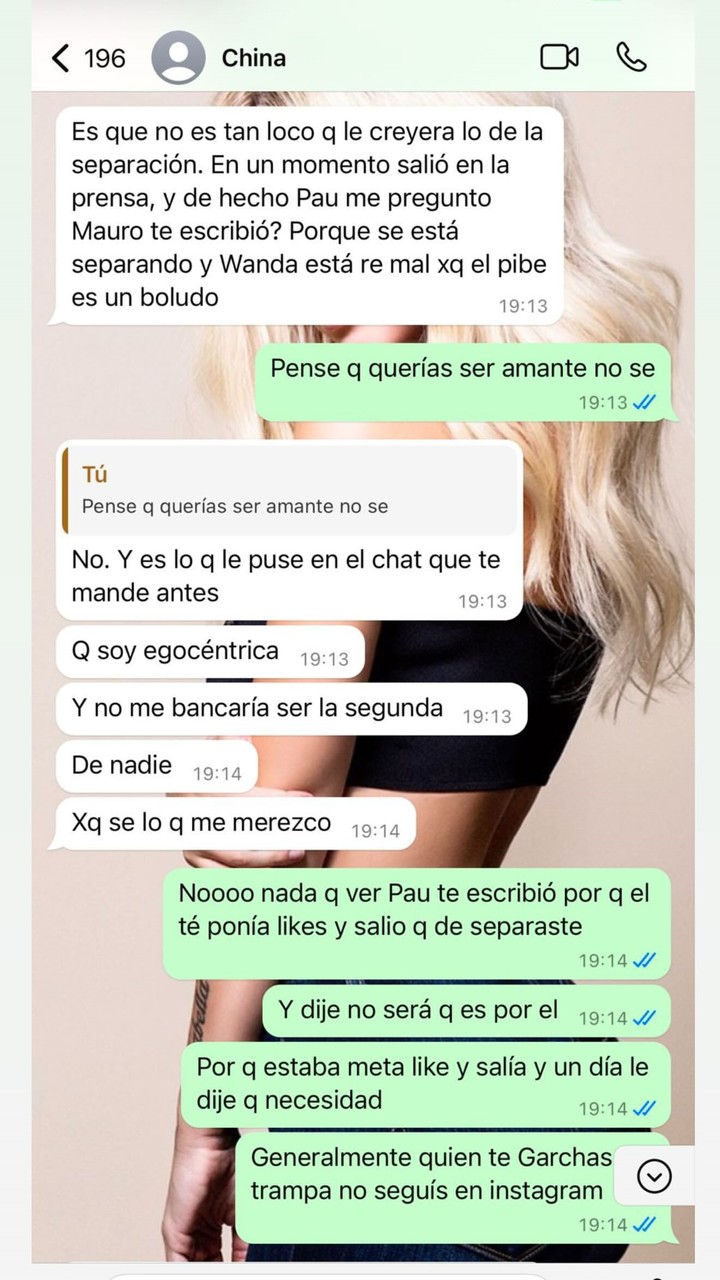 Chats entre Wanda Nara y la China Suárez sobre Mauro Icardi. Foto: Instagram