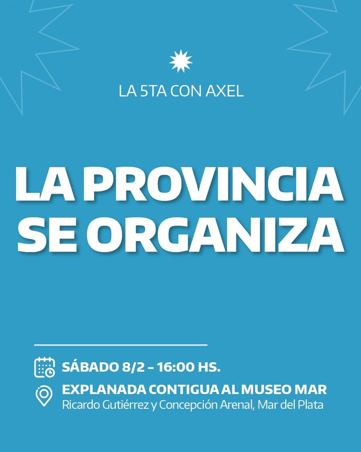 Afiche convocando a un acto de Kicillof en Mar del Plata