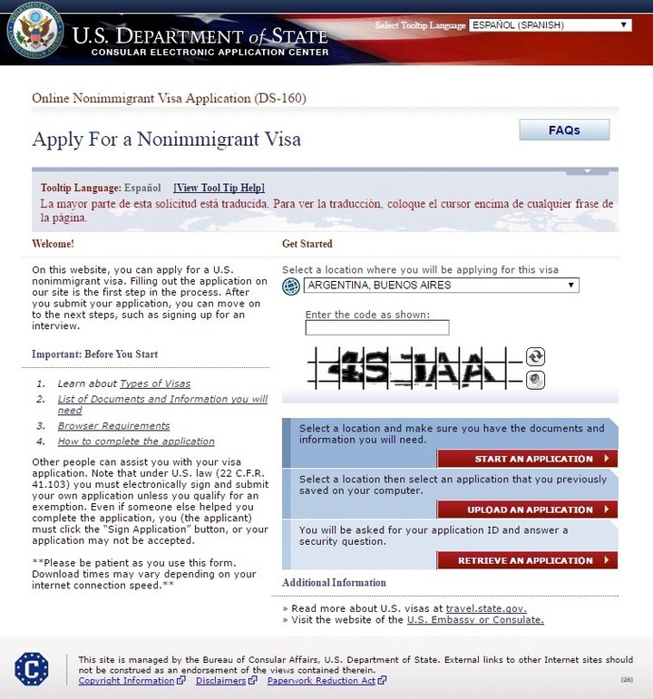 Trámite para sacar la visa de Estados Unidos.