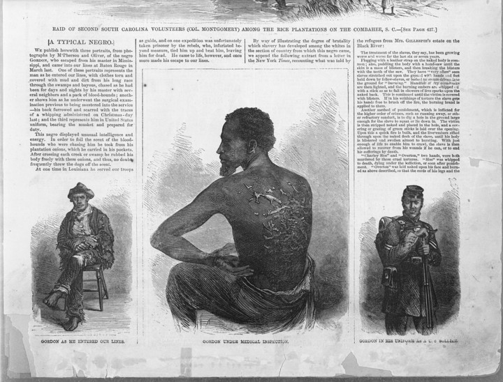 Una nota de Harper's Weekly con las fotos de Peter, de 1863.