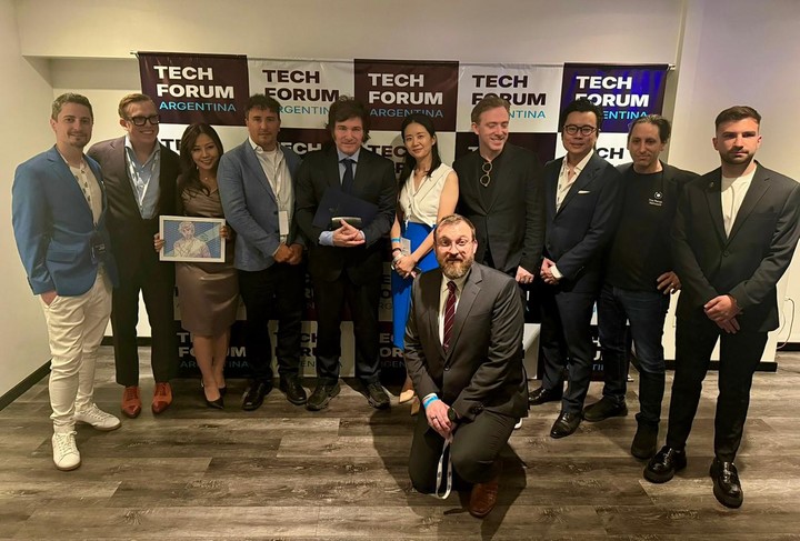 El Presidente Javier MIlei en el Tech Forum Argentina, evento que reunió en el Hotel Libertador a referentes de la tecnología y las finanzas digitales. Foto: Presidencia