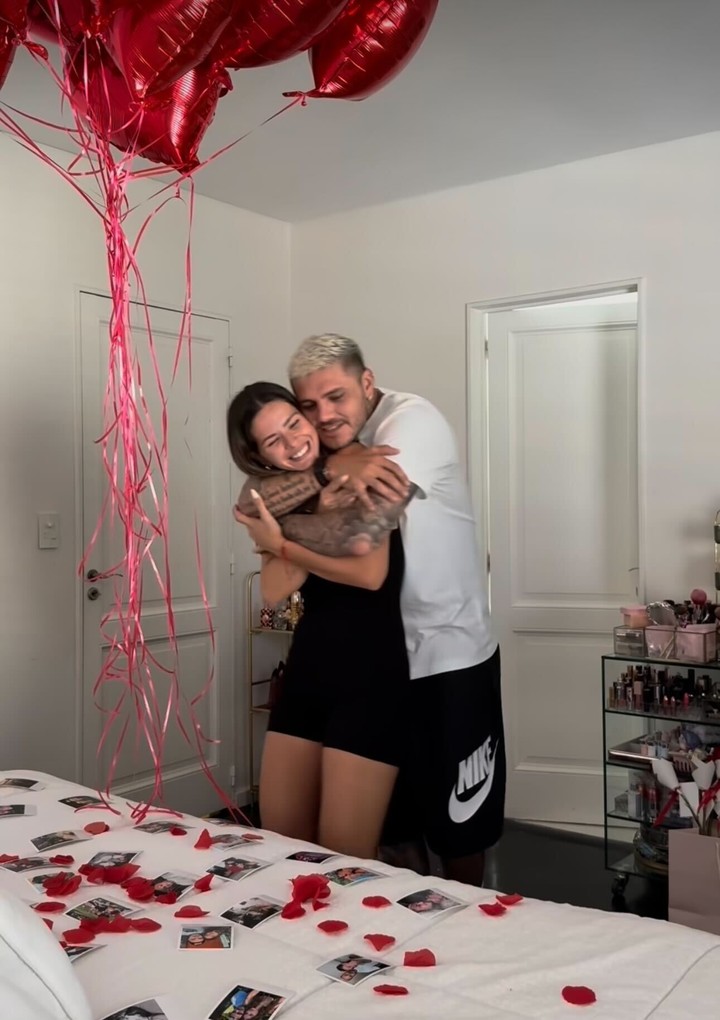 La sorprensa de la China Suárez  a Mauro Icardi en San Valentín. Foto: Captura Instagram