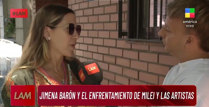 Jimena Barón cuestionó las críticas de Javier Milei a sus colegas. Captura TV