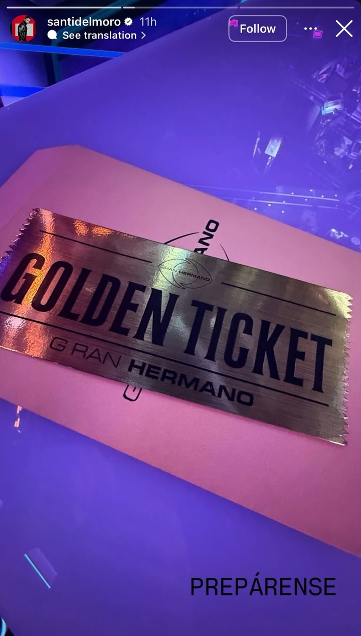 El Golden Ticket de Gran Hermano. Foto: Instagram