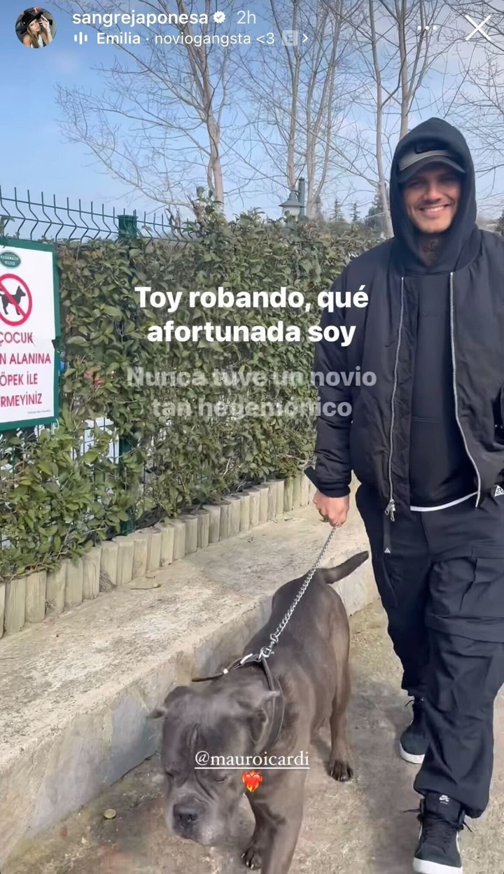 La China Suárez uso una canción de Emilia Mernes para halagar a Mauro Icardi.  Foto: Instagram.