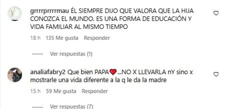 Las seguidoras de Nicolás Cabré valoraron que el actor viaje con su hija. Foto: Instagram