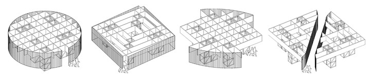 A partir de los elementos constructivos, se puede variar forma arquitectónica  posibilitando diferentes resultados formales.