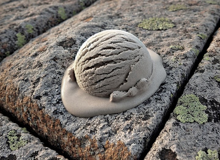 El gris de la Historia. El helado Piedra Movediza se consigue en Tandil. Foto: gentileza Cristian Segura.