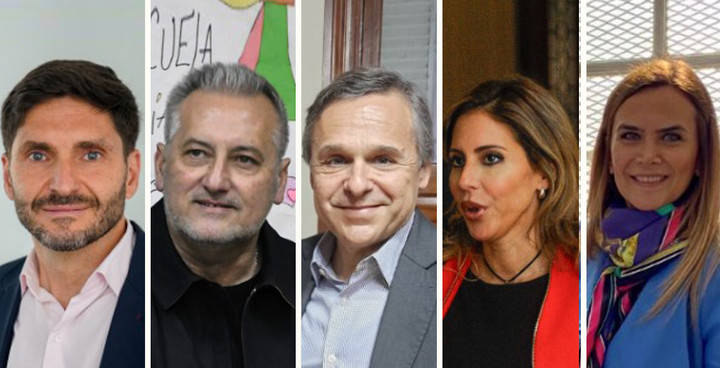 Dirigentes de peso en la provincia de Santa Fe: Maximiliano Pullaro, Marcelo Lewandowski, Diego Giuliano, Romina Diez y Amalia Granata.