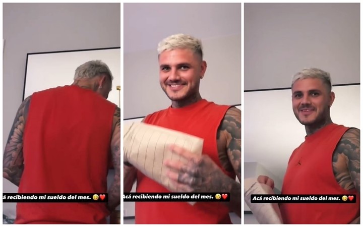 Mauro Icardi y La China Suárez se rieron de la versión de que él le paga a ella para estar juntos. Fotos: video Instagram.