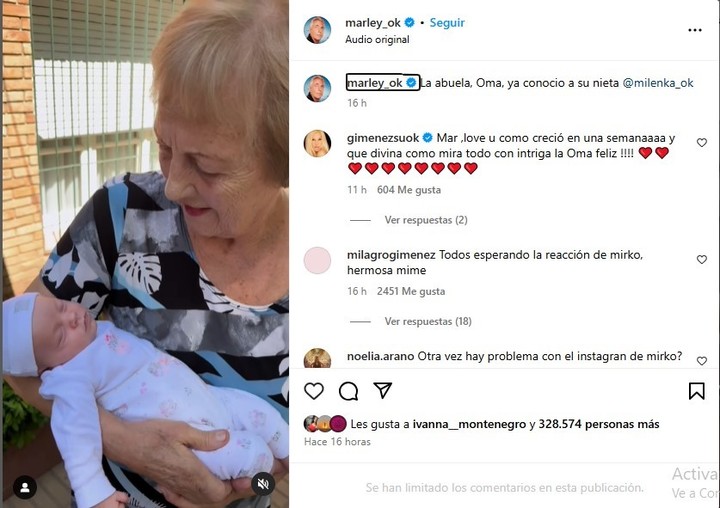 La mamá de Marley conoció a su nieta.