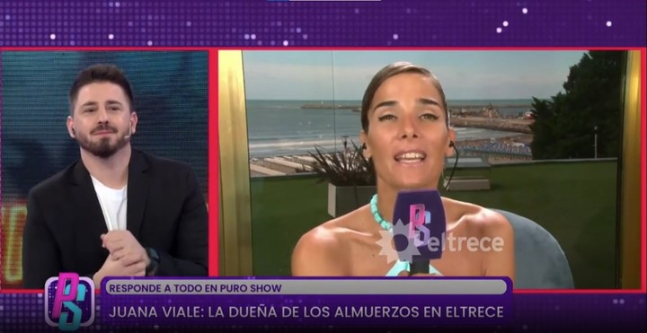 Juana Viale, en un móvil en vivo desde Mar del Plata con "Puro Show". Captura TV