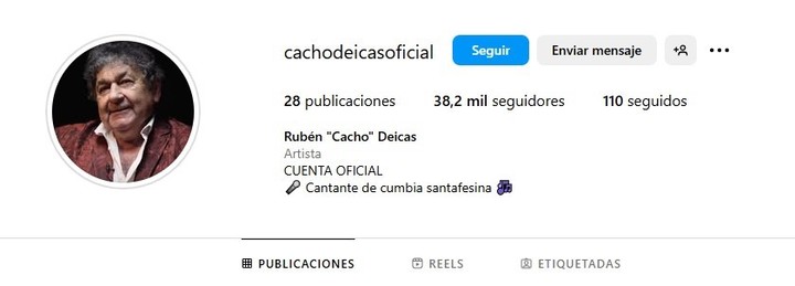 La nueva bio en la cuenta de Instagram de Rubén "Cacho" Deicas.