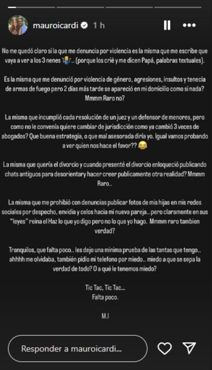 Mauro Icardi se defendió tras la denuncia de Wanda Nara y Maxi López por presunta violencia infantil. | Foto: Instagram