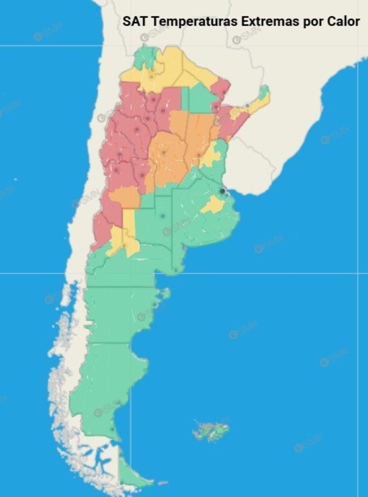 Mapa de calor de este lunes 10 de febrero..