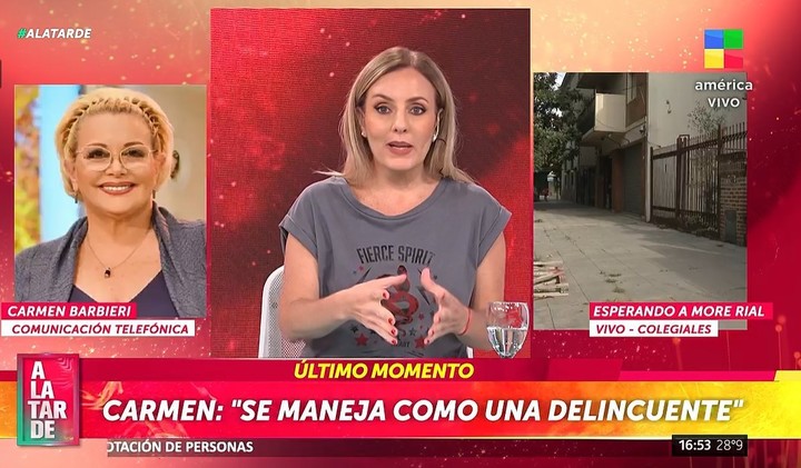 Carmen Barbieri habló en A la tarde sobre Morena Rial. | Foto: América TV. Captura TV.