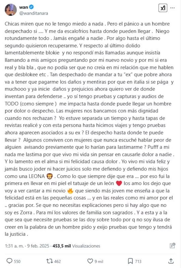 La contundente respuesta de Wanda Nara a Keita Baldé y Simona Guatieri. Foto: X