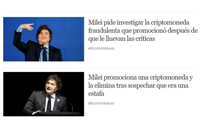 Las dos notas que publicó el medio especializado español El Economista. 