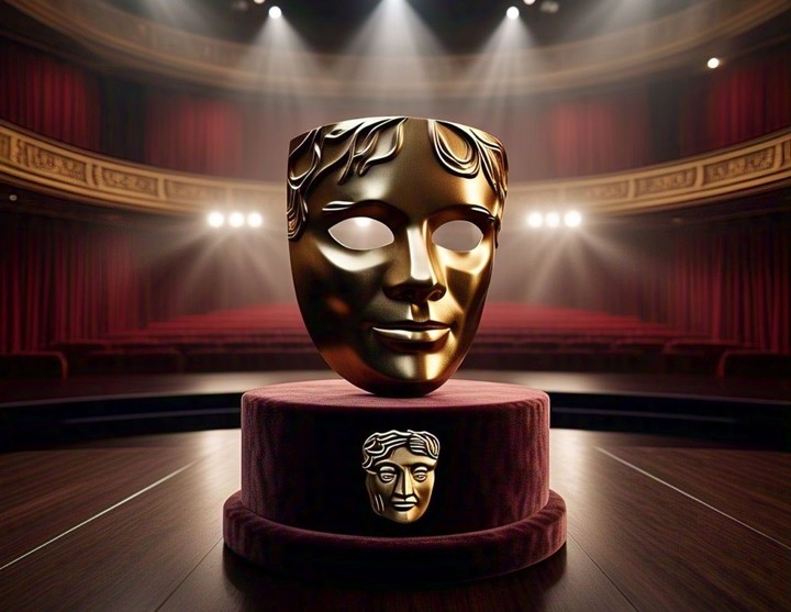 La estatuilla de los Premios BAFTA es una máscara dorada.