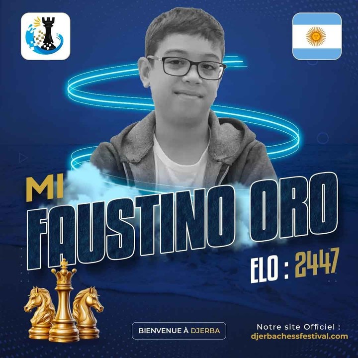 El flyer de presentación de Faustino Oro hecho por la organización del Festival de Djerba.