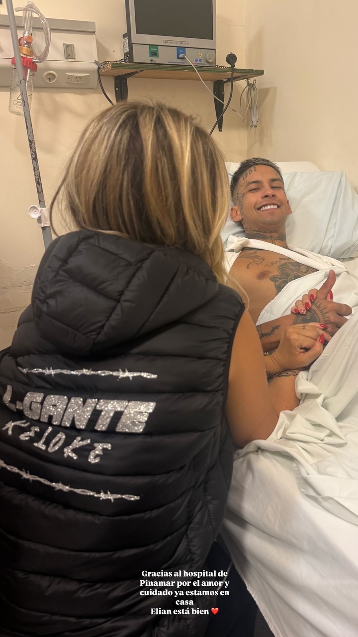 Wanda Nara compartió una foto con L-Gante internado tras su accidente en Pinamar. Foto: Instagram