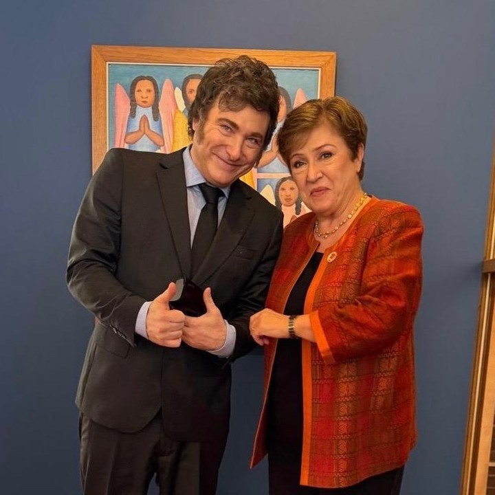 El Presidente Javier Milei con la directora del FMI, Kristalina Georgieva.