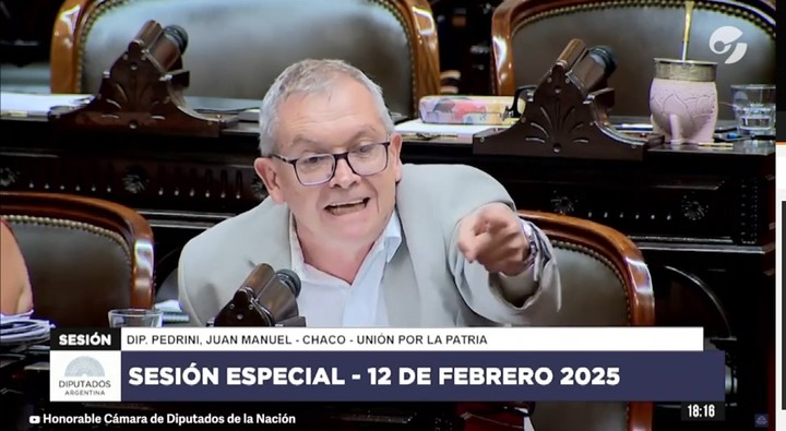 El diputado K Juan Manuel Pedrini, a los insultos en el Congreso.