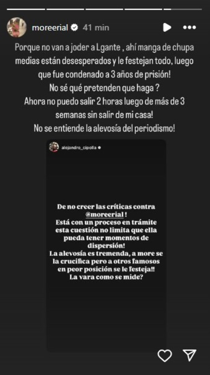 Morena Rial se defendió de las críticas tras su salida nocturna con el abogado Alejandro Cipolla. Foto: Instagram