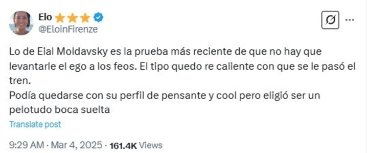 Eial Moldavsky recibió críticas por hablar de más sobre Lali Espósito.