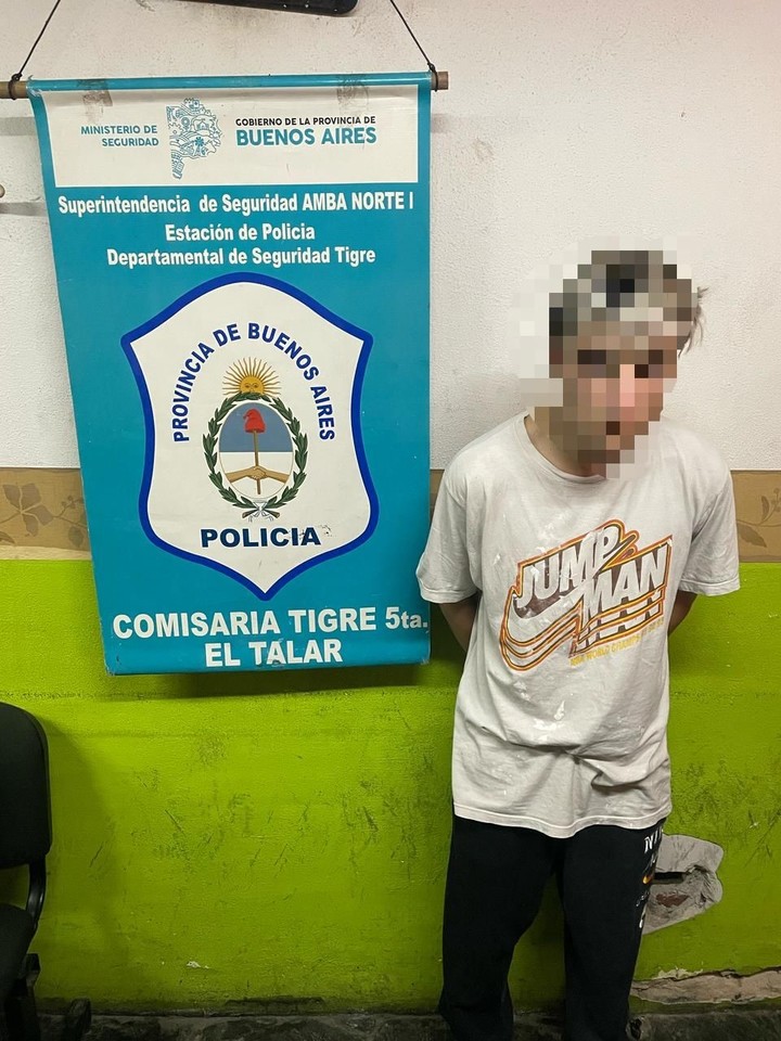 Tigre: el joven de 20 años que quedó vinculado al asesinato de Giovana Sosa. Fue atrapado a pocas cuadras del lugar. Foto: Policía provincia de Buenos Aires.