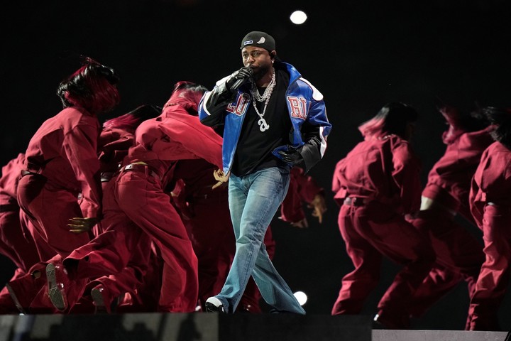 Kendrick Lamar en el Super Bowl 2025. Foto: AP