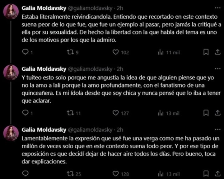 Galia Moldavsky se defendió de las críticas que recibió tras cuestionar a Lali Espósito en medio del conflicto con su hermano, Eial.